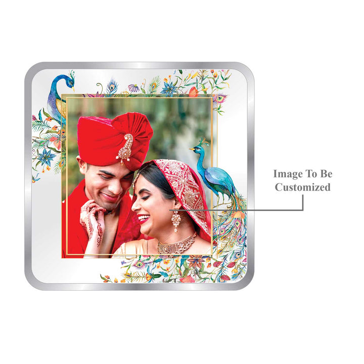 BIS Hallmarked Personalised Newly Married Anniversary Beautiful Square 999 Purity Silver Coin