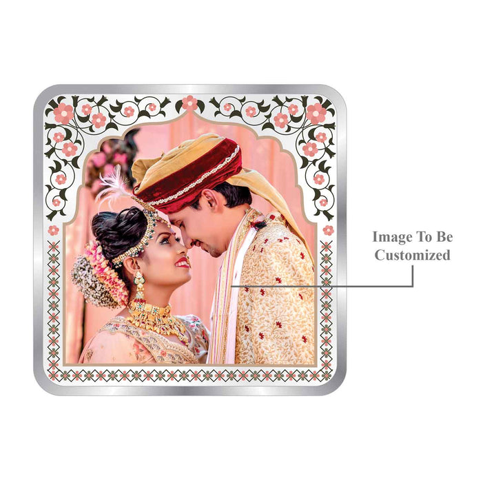BIS Hallmarked Personalised Newly Married Anniversary Beautiful Square Silver Coin ( 999 Purity )