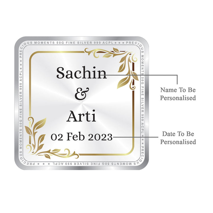 BIS Hallmarked Personalised Newly Married Anniversary Beautiful Silver Coin ( 999 Purity )