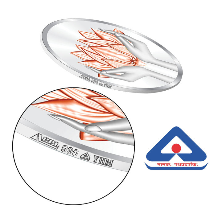 BIS Hallmarked Lotus Color Silver Coin 999 Pure Akshay Tritiya