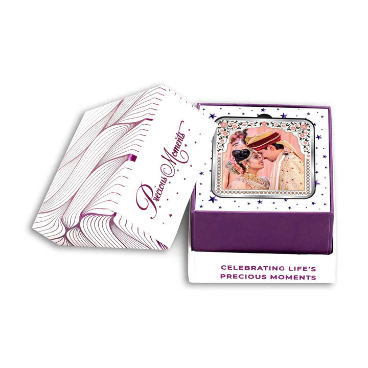 BIS Hallmarked Personalised Newly Married Anniversary Beautiful Square Silver Coin ( 999 Purity )