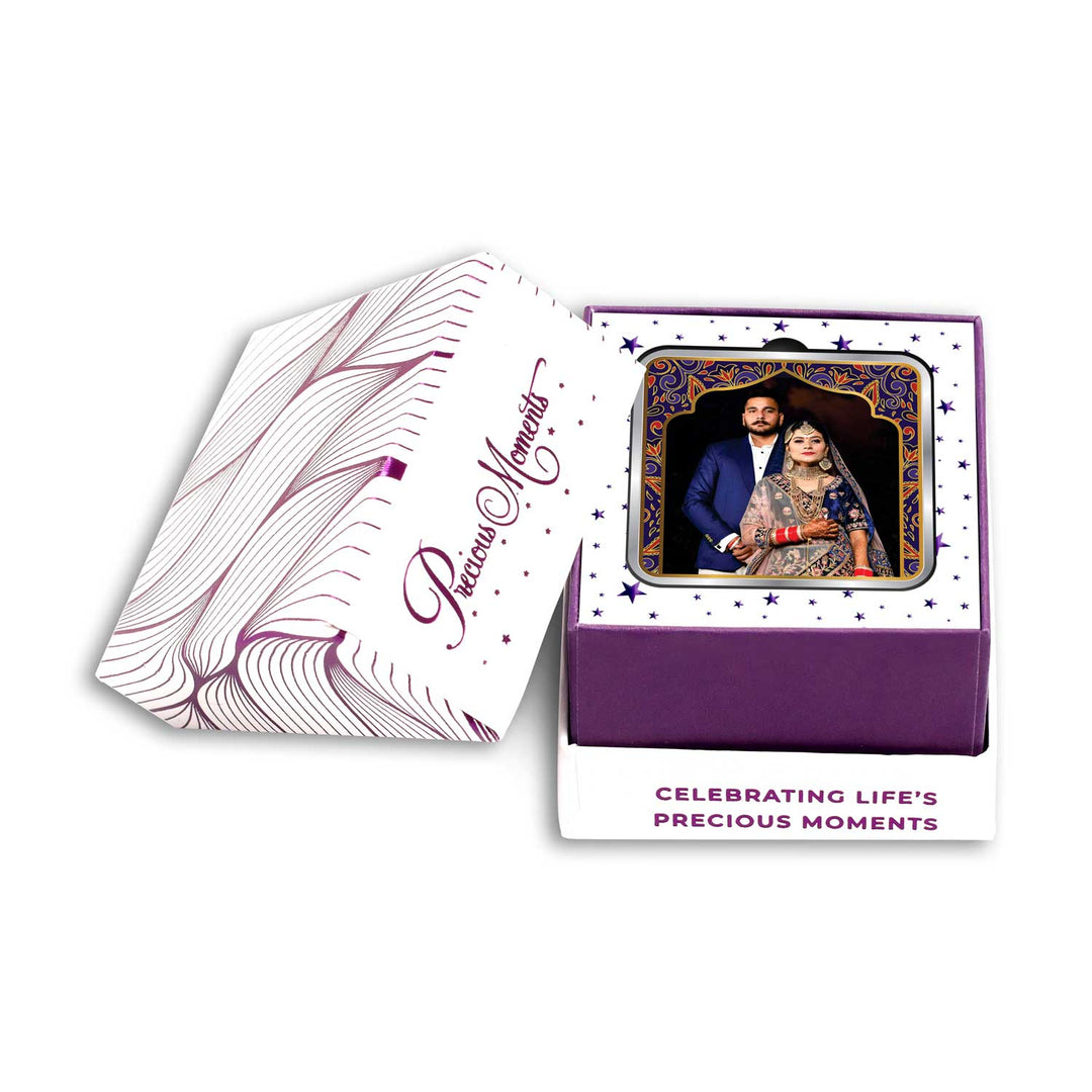 BIS Hallmarked Personalised Newly Married Anniversary Beautiful Square Silver Coin  ( 999 Pure )