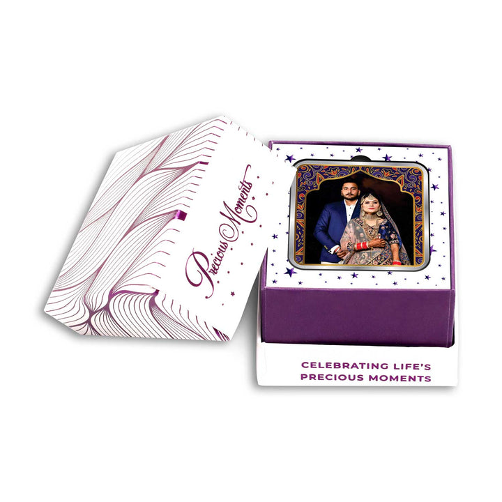 BIS Hallmarked Personalised Newly Married Anniversary Beautiful Square Silver Coin  ( 999 Pure )