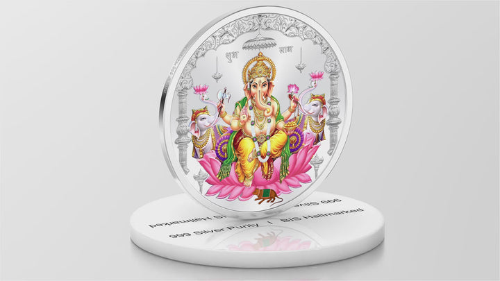 BIS Hallmarked Ganesh Ji Silver Coin With 999 Purity