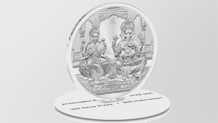 BIS Hallmarked Ganesh Laxmi ji Silver Coin With 999 Purity