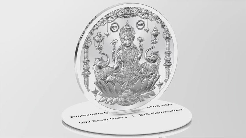 BIS Hallmarked Laxmi ji Silver Coin With 999 Purity