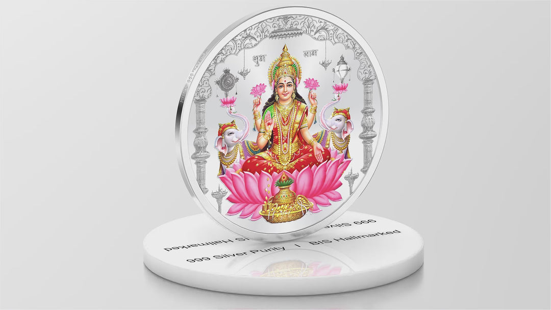 BIS Hallmarked Laxmi Ji Silver Coin With 999 Purity