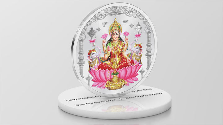 BIS Hallmarked Laxmi Ji Silver Coin With 999 Purity