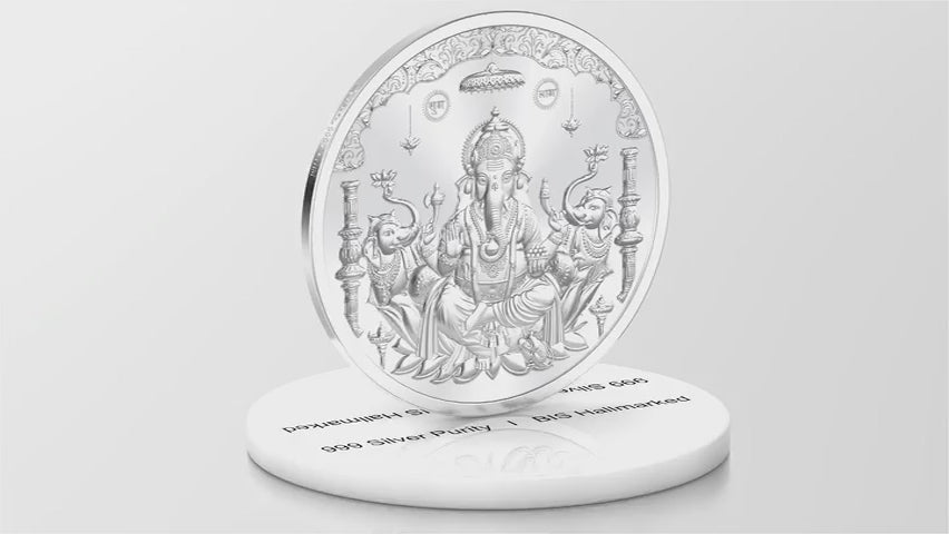 BIS Hallmarked Ganesh Ji Silver Coin With 999 Purity