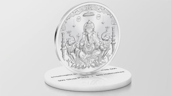 BIS Hallmarked Ganesh Ji Silver Coin With 999 Purity